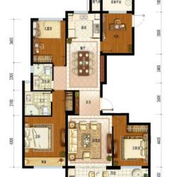 高层D1户型，4室2厅2卫1厨建筑面积：128.00㎡