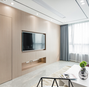 重庆房屋装修客厅木质电视背景墙图片2021