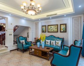 成都龙樾湾别墅270平美式风格客厅装修设计图片