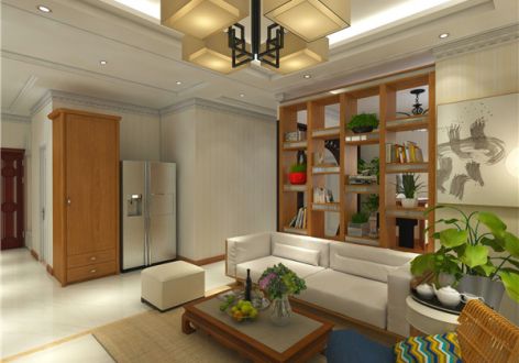 140平三居室新中式风格家装案例