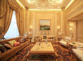 欧式别墅客厅装修效果图 欧式地毯效果图