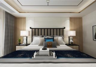 别墅340平新中式风格卧室装修图