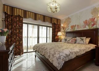 重庆美式风格房子主卧室窗帘装饰效果图2023