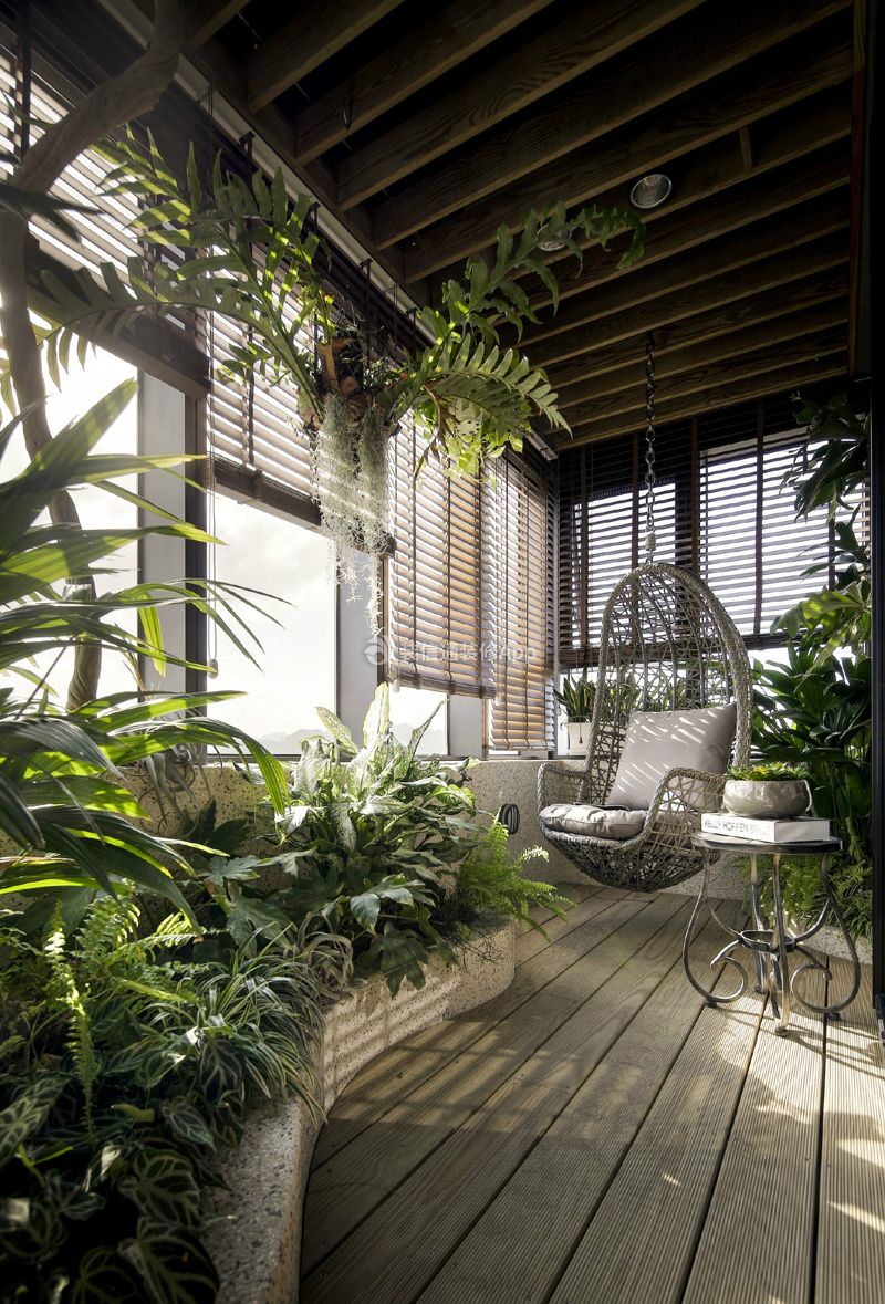 杭州欧式风格房屋室内阳台花园装修实景图片 