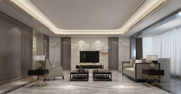 西安万象春天220平米新中式风格客厅装修效果图
