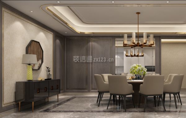 西安万象春天220平米新中式风格餐厅装修效果图