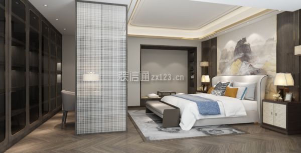 西安万象春天220平米新中式风格卧室装修效果图