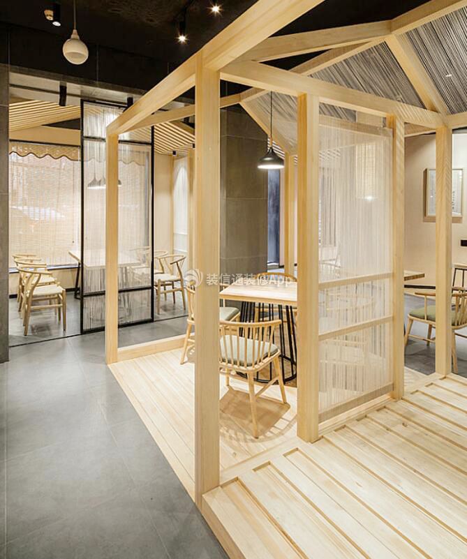 杭州日式风格餐饮店铺室内隔断装修设计