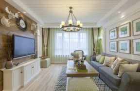 成都美式田园风格家庭室内客厅装修图片2023