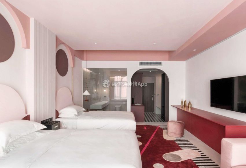 2023成都特色宾馆酒店双床房装修设计图欣赏