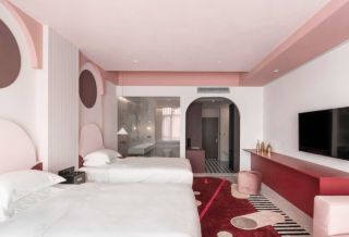 2023成都特色宾馆酒店双床房装修设计图欣赏