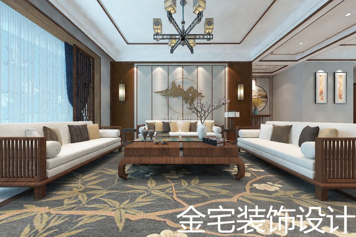 中式风格沙发背景墙效果图 中式风格沙发图片 