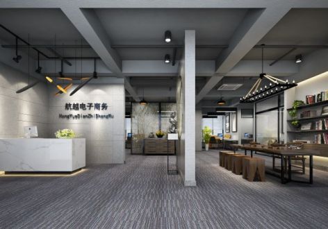 杭州电子商务写字楼办公室新工业风格660平米装修效果图案例