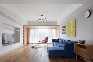 合肥148平北欧风格新房客厅实木地板设计图