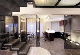 深圳现代风格样板房厨房吧台装修设计图