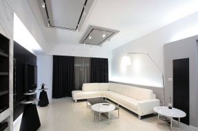 深圳现代简约客厅白色转角沙发装修效果图