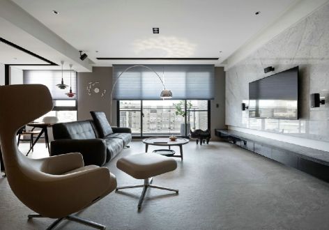 五坊园100平米现代风格三居室装修效果图