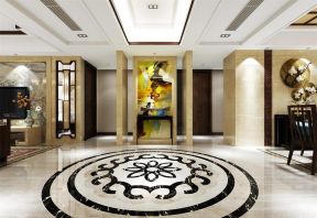 深圳中式风格室内地砖拼花装修设计效果图