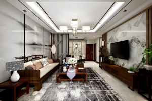 【上海筑吉装饰】雅致生活 108平米三室二厅新中式风格