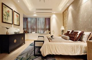 深圳中式风格房屋卧室飘窗装修装饰图片
