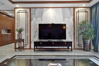 深圳中式风格室内客厅电视背景墙设计效果图 