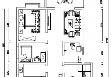 长治县黎都水岸104㎡新中式二居室装修设计效果图