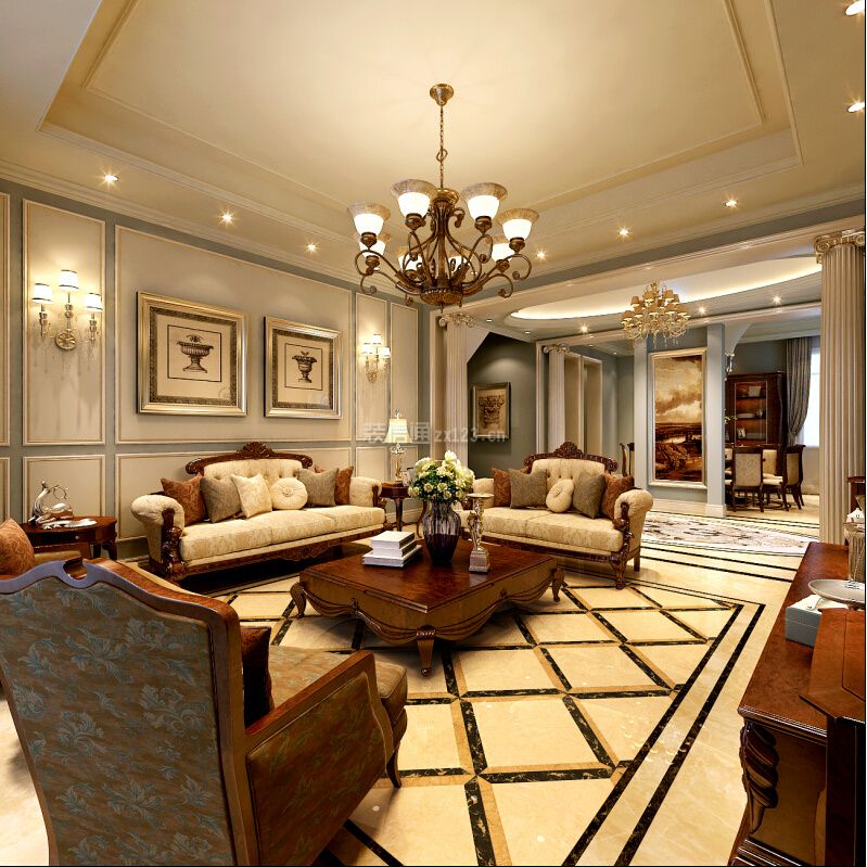 中式客厅沙发装修效果图 中式客厅沙发背景装修效果图 