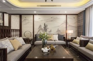 2023杭州星洲花园排屋别墅客厅茶几装修设计图