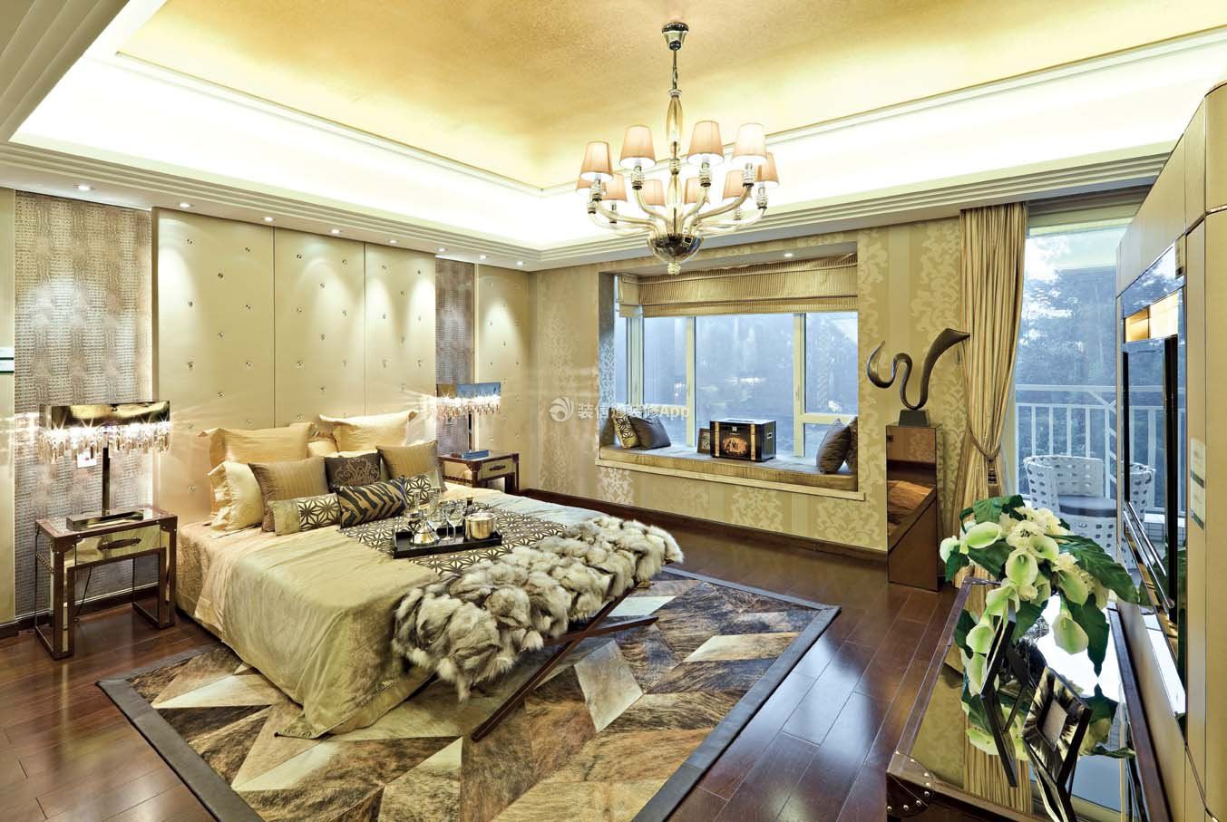 天津欧式风格家庭别墅卧室地毯装修图片