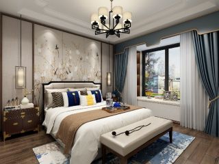 中式现代卧室120平三居装修设计图