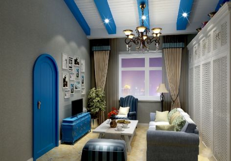 钻石湾美式风格120平米三居室装修效果图