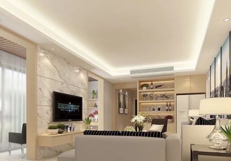 龙湖富田兴龙湾现代风格120平米三居室装修效果图