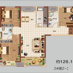 2#楼126平米户型 3室2厅2卫