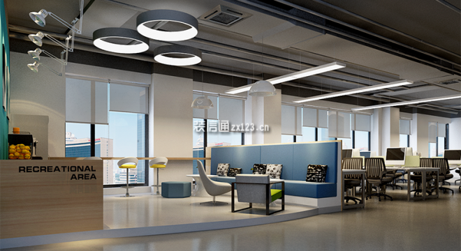 富龙飞科技简约风格210平米办公室装修效果图