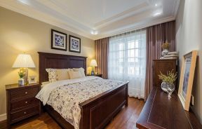 北京美式风格房子卧室实木床装修设计图2023