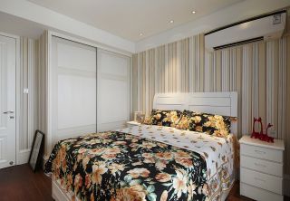 北京专业老房卧室条纹壁纸装修效果图大全