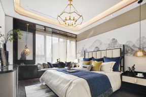 广州新中式房屋卧室吊灯装修设计图片
