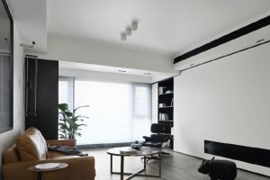 乐清装修网：黑白色的极简空间，打通阳台装推拉门书柜，简洁大方真不错！