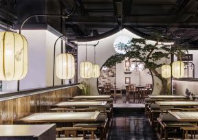 北京中式特色饭店吊灯装修设计实景图