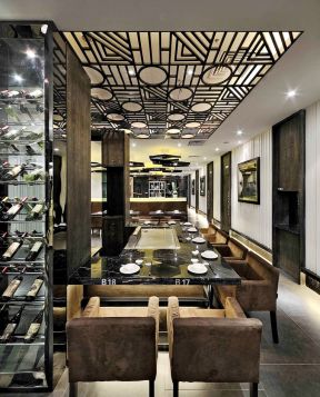 2023北京现代风格饭店室内吊顶装修图片 