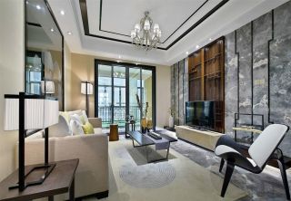南京简中式风格新房客厅装修设计效果图 