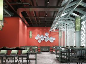 北京特色餐饮店室内背景墙设计装修效果图
