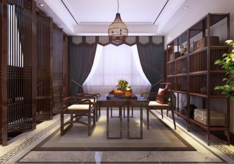 翰林苑新中式别墅700平米别墅装修案例—AMA国际装饰