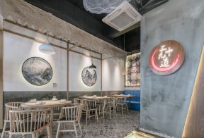 广州餐饮店面室内背景墙装修设计图2023