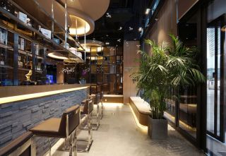 广州餐饮店面装修茶餐厅吧台设计效果图2023
