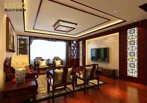 中海国际新中式160平米四居室装修案例