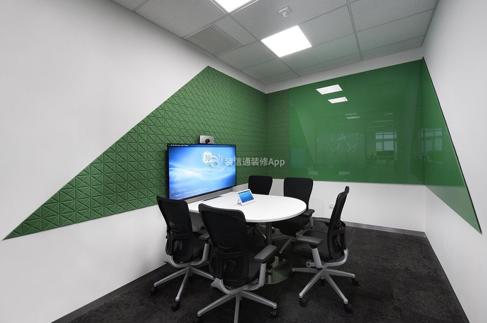 上海办公楼小型会议室背景墙装修设计图