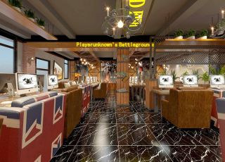 上海网吧大厅地板砖装修设计效果图