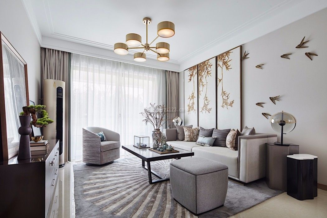 烟台市新中式风格118平米装修效果图案例_烟台艺铭装饰装修设计案例