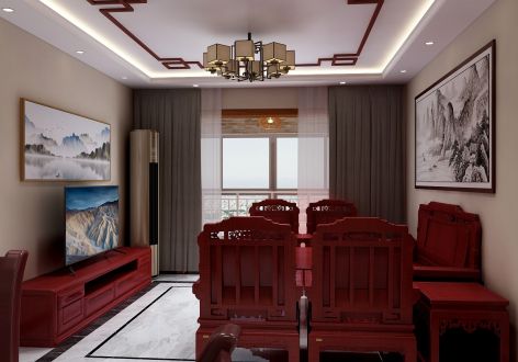 珠江绿洲家园145平米中式古典风格装修案例